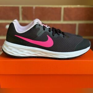 Nike Revolution 6 GS Black Pink New Sneakers NIB Running Shoes
